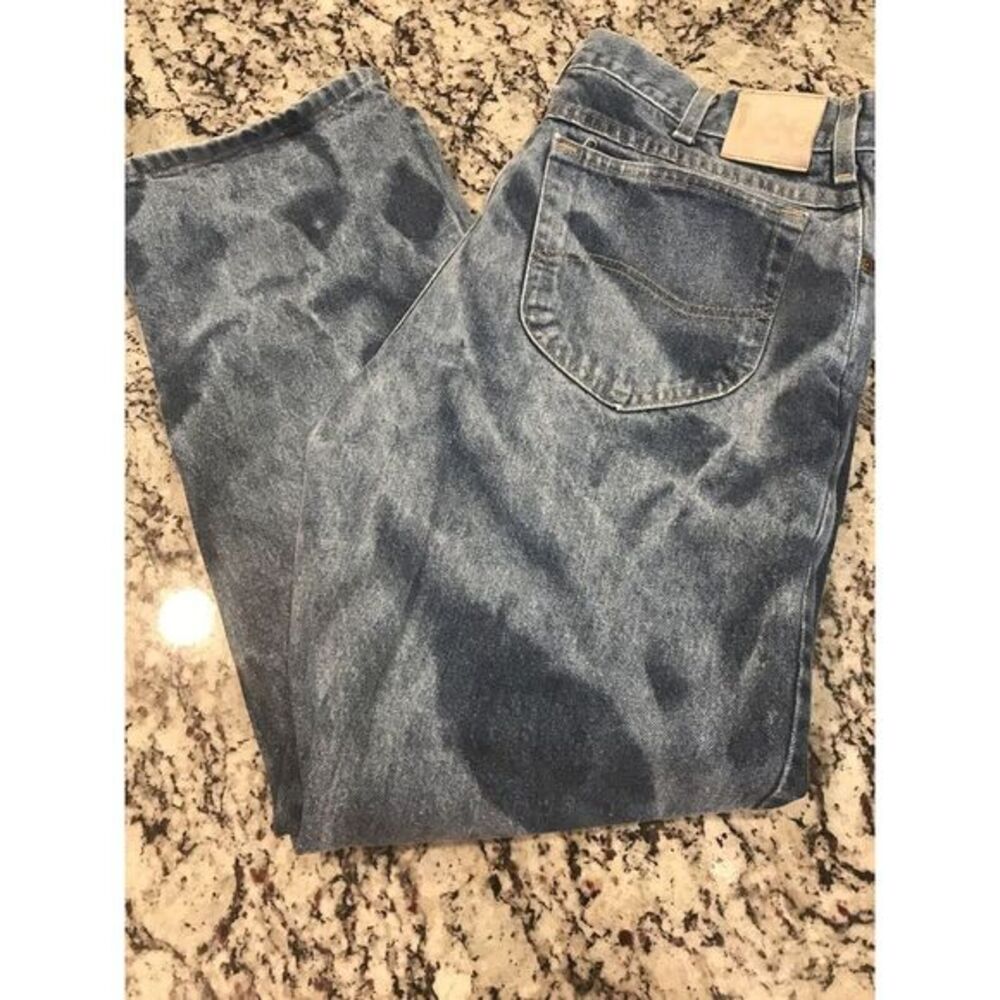 MENS VINTAGE LEE LIGHT WASH BLUE JEANS‎ SIZE 38 X 30 Rare Look 👀